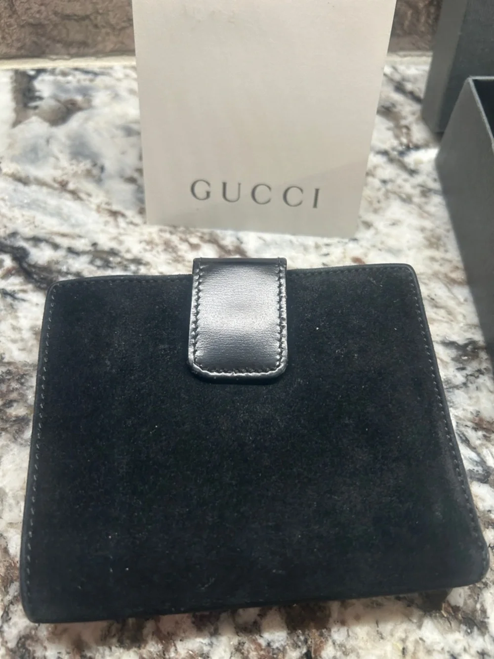 Gucci Black Suede Wallet with Gold Horsebit Hardware incl box and COA - Picture 5 of 11
